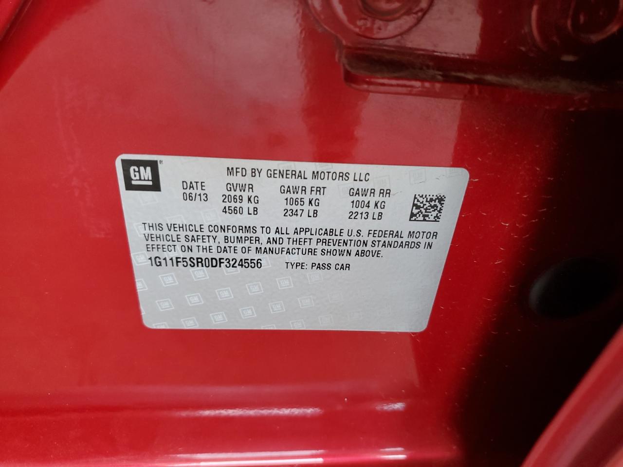 1G11F5SR0DF324556 2013 Chevrolet Malibu 2Lt