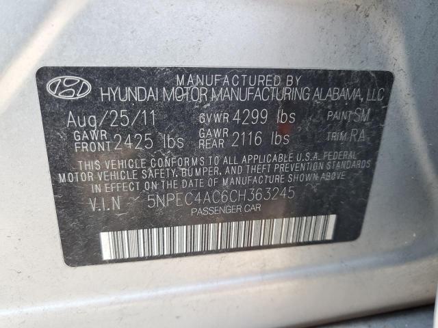 2012 Hyundai Sonata Se VIN: 5NPEC4AC6CH363245 Lot: 60637504