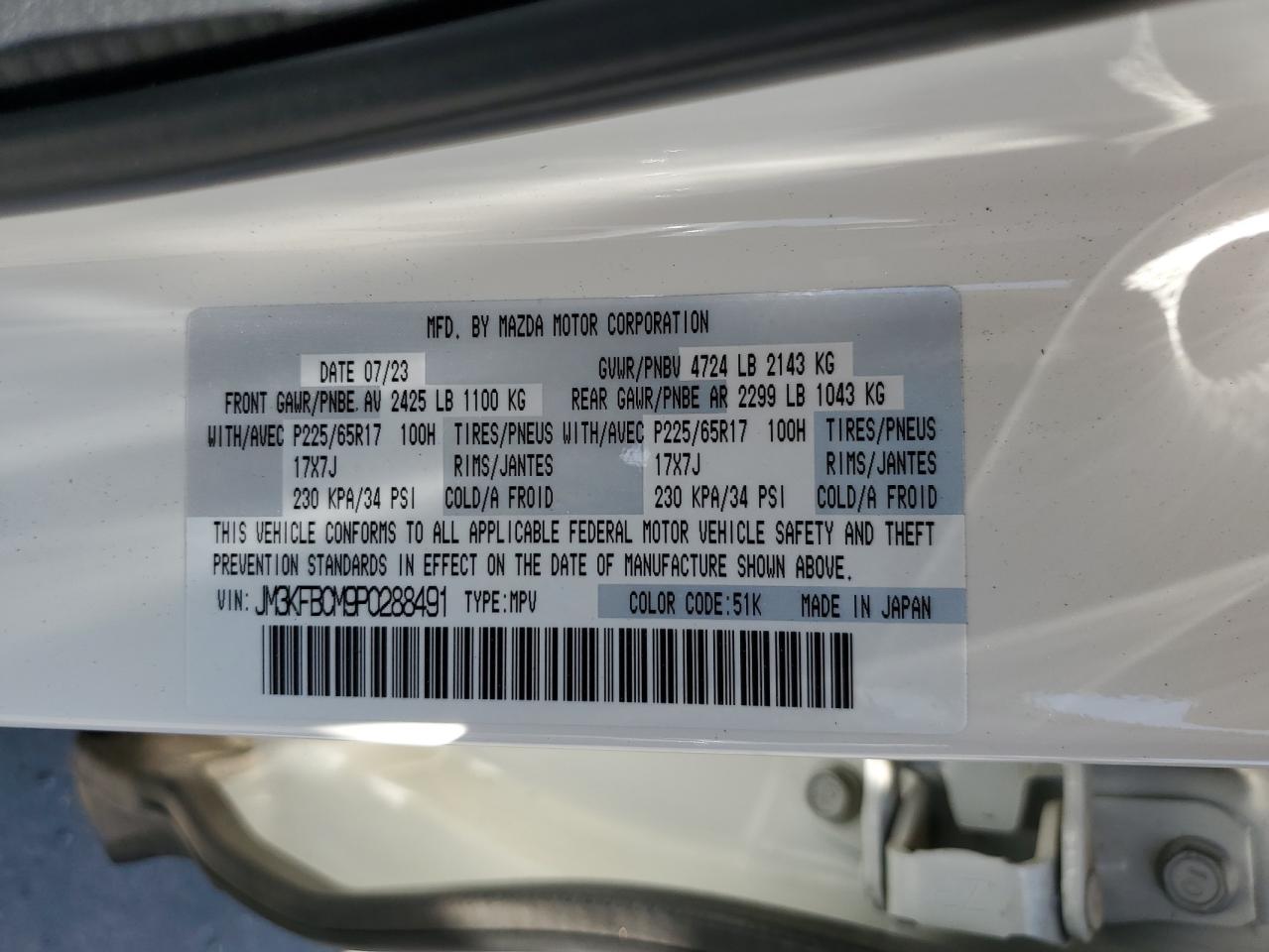 JM3KFBCM9P0288491 2023 Mazda Cx-5 Preferred