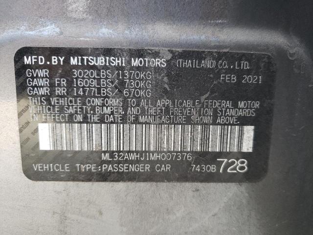 2021 Mitsubishi Mirage Se VIN: ML32AWHJ1MH007376 Lot: 59791094