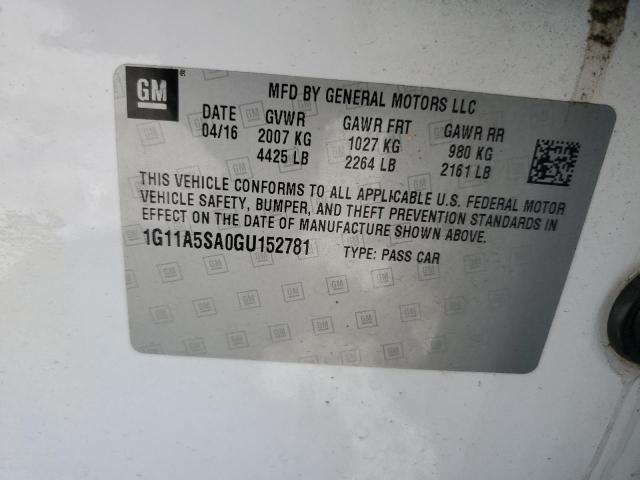 2016 Chevrolet Malibu Limited Ls VIN: 1G11A5SA0GU152781 Lot: 60264684