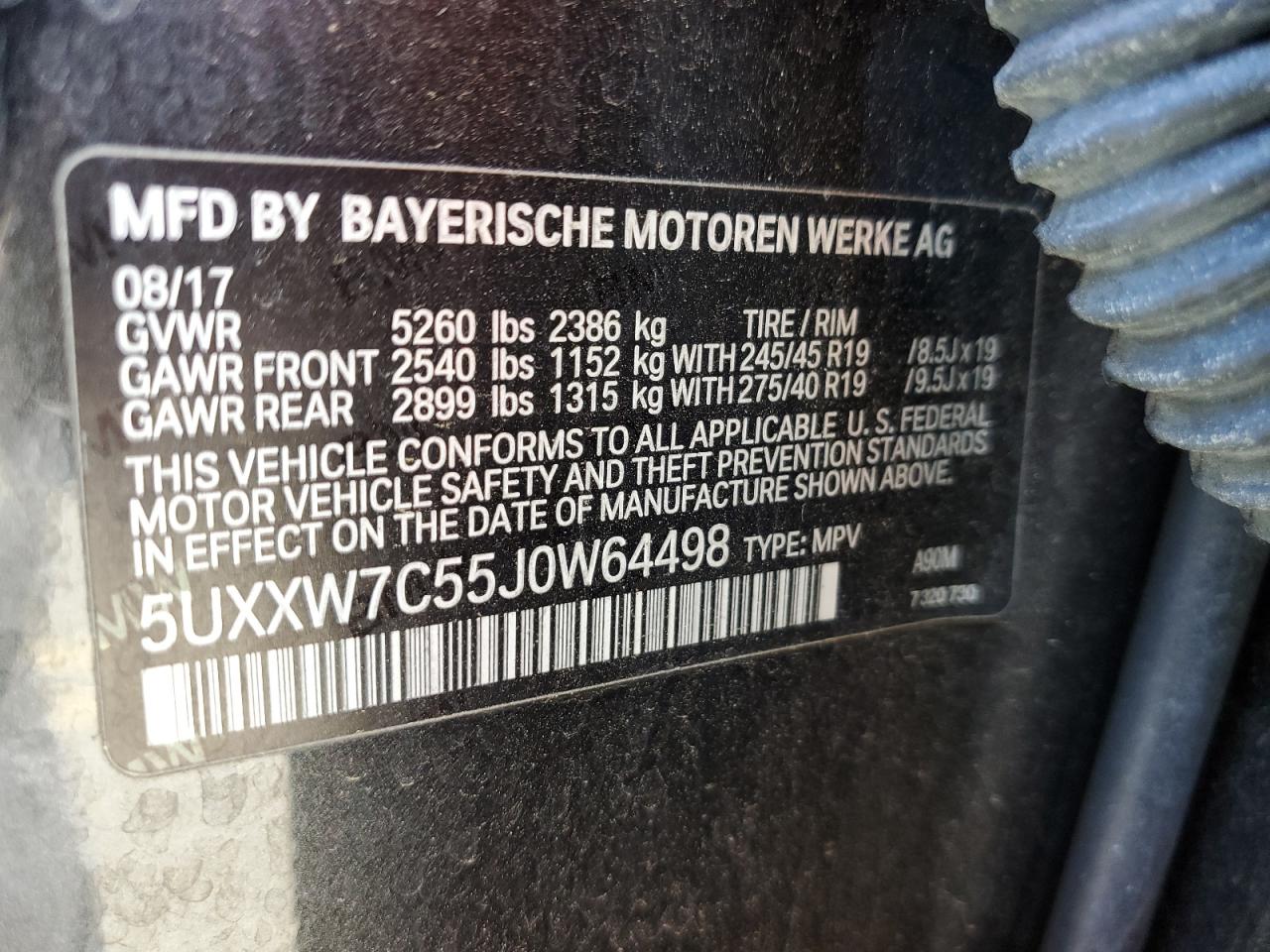 5UXXW7C55J0W64498 2018 BMW X4 xDrivem40I