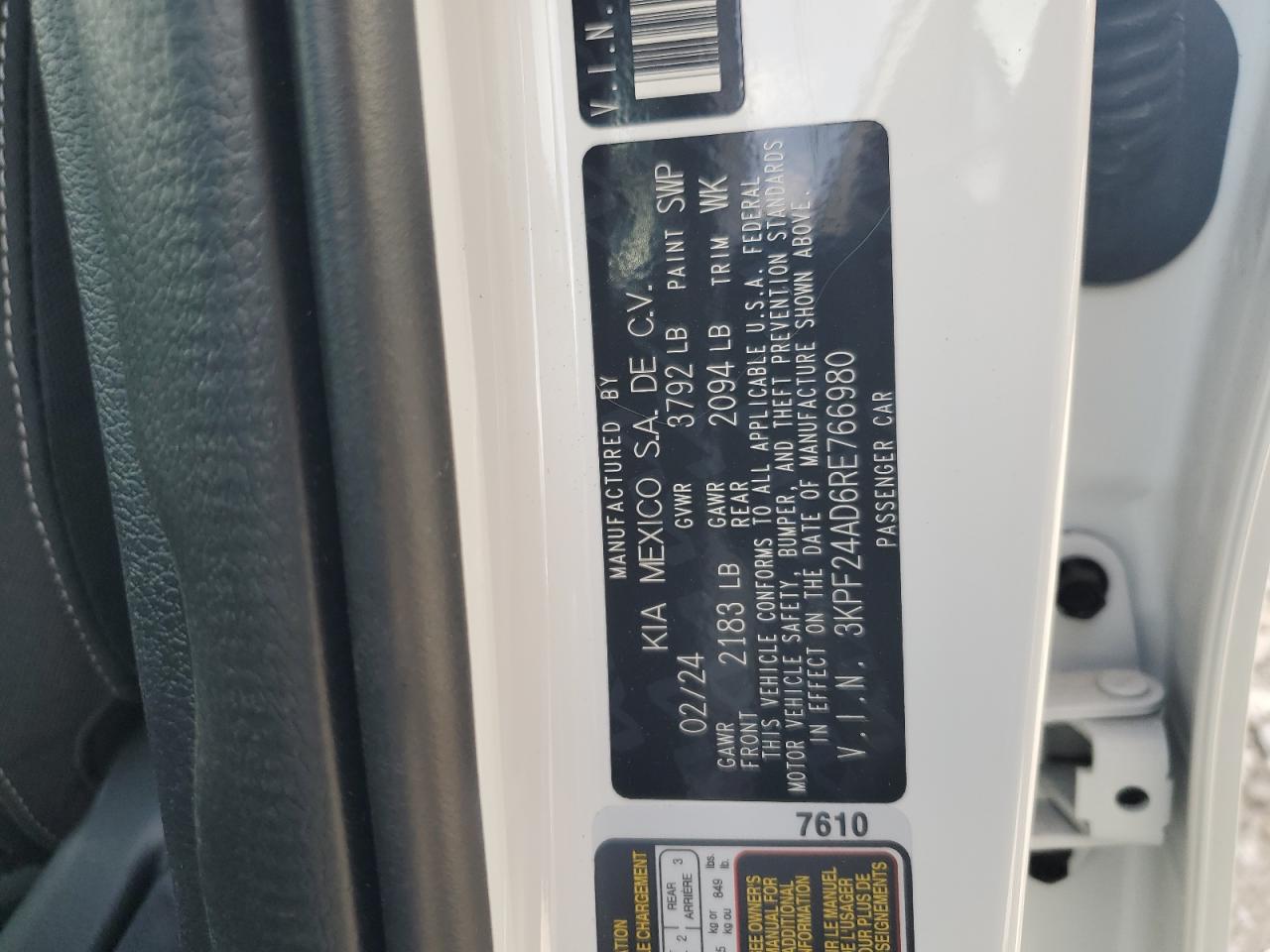 3KPF24AD6RE766980 2024 Kia Forte Lx