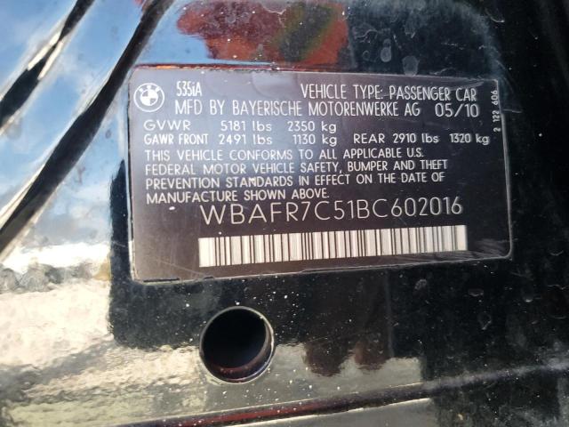 2011 BMW 535 I VIN: WBAFR7C51BC602016 Lot: 60949634