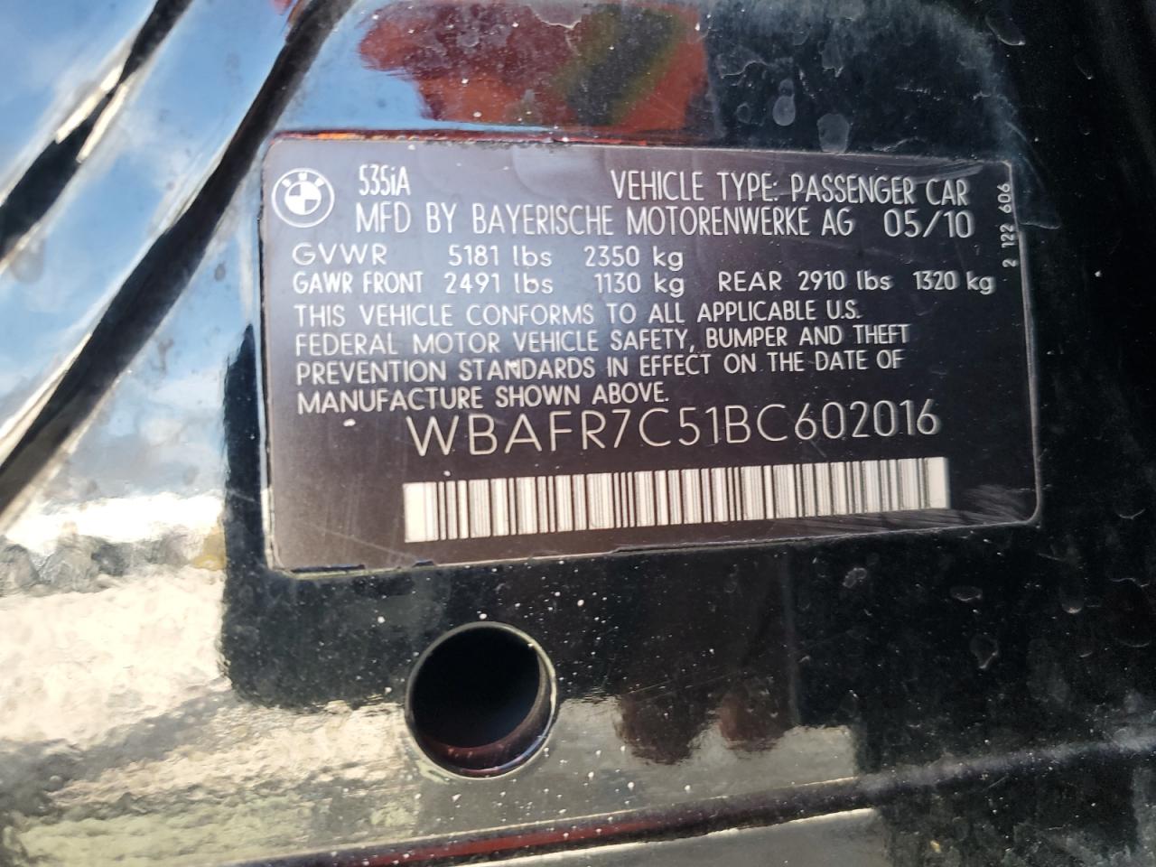 WBAFR7C51BC602016 2011 BMW 535 I