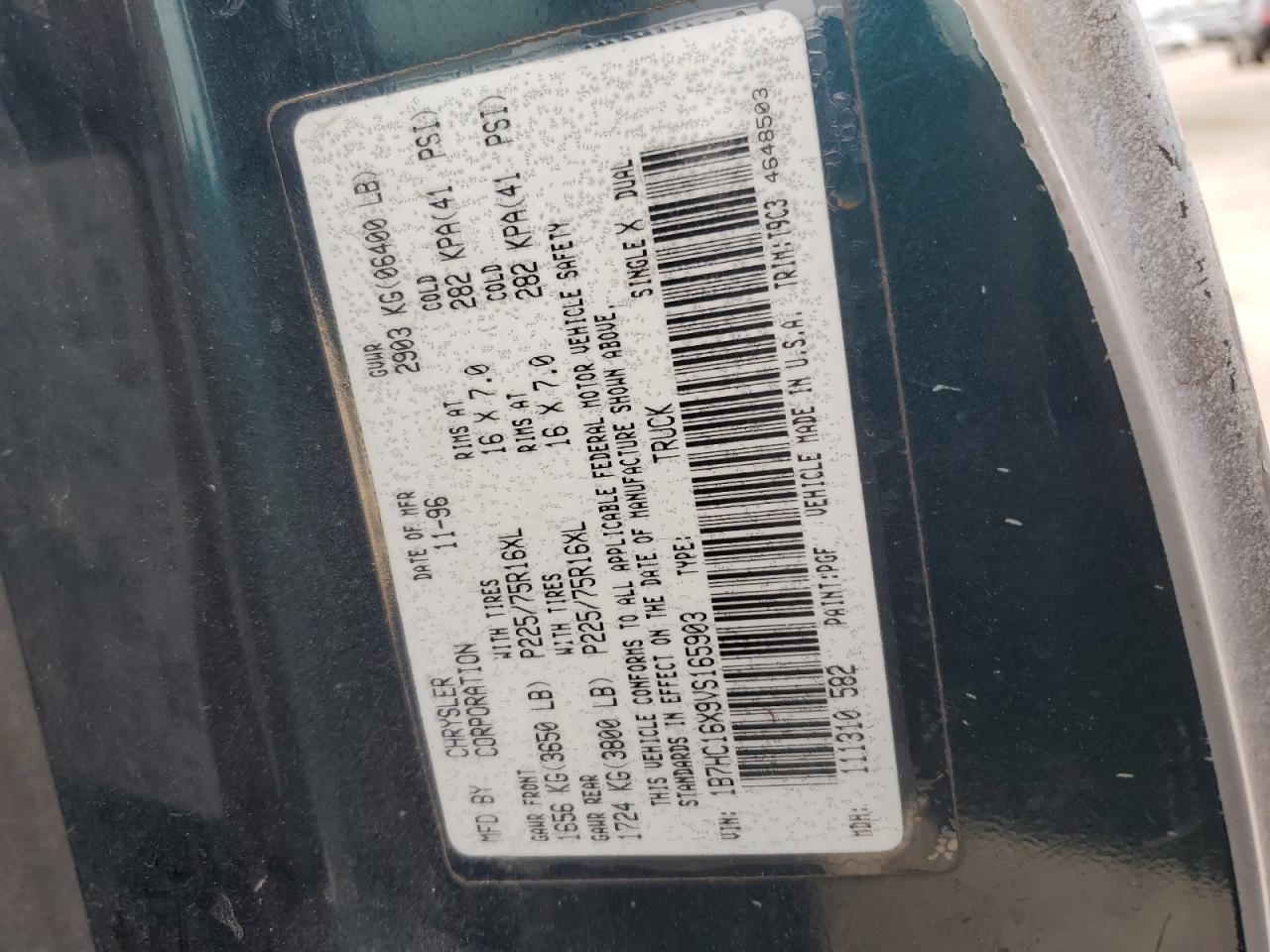 1B7HC16X9VS165903 1997 Dodge Ram 1500