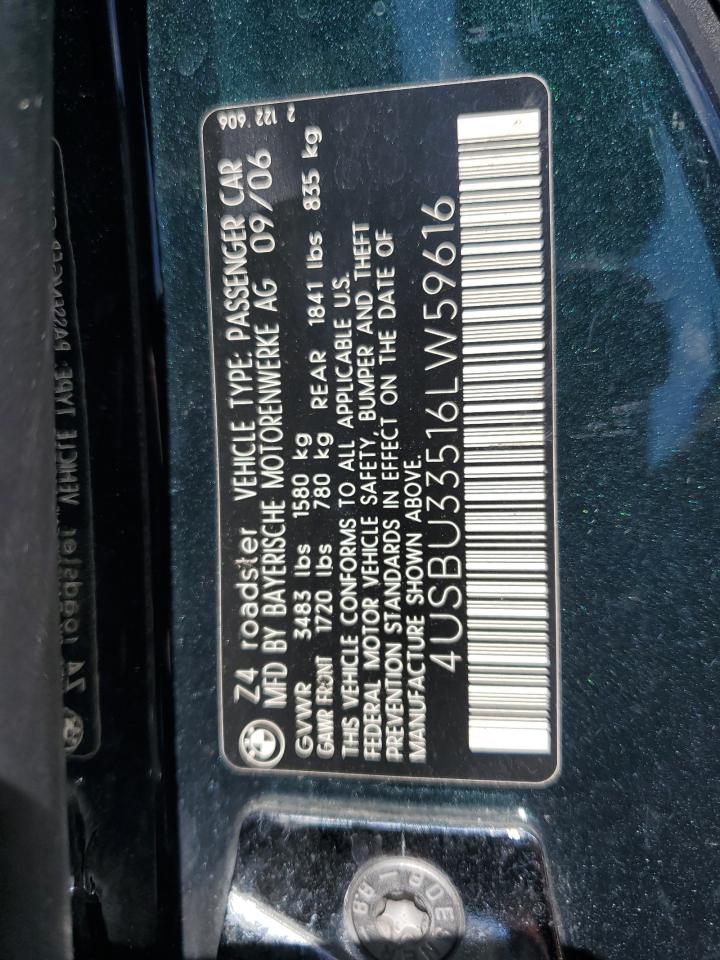 4USBU33516LW59616 2006 BMW Z4 3.0