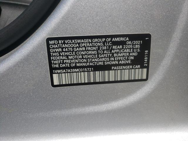 2021 Volkswagen Passat Se VIN: 1VWSA7A39MC015721 Lot: 59660544
