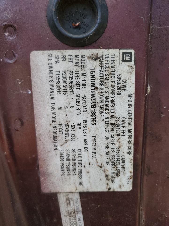 1GNDM19W9VB188765 1997 Chevrolet Astro