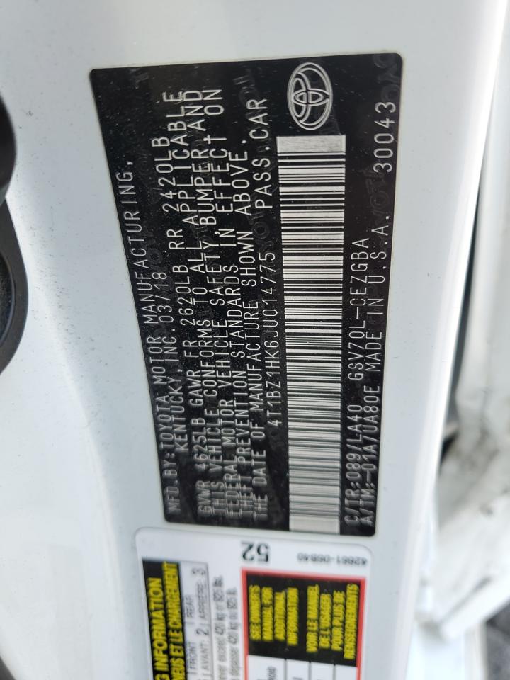 4T1BZ1HK6JU014775 TOYOTA CAMRY 2018