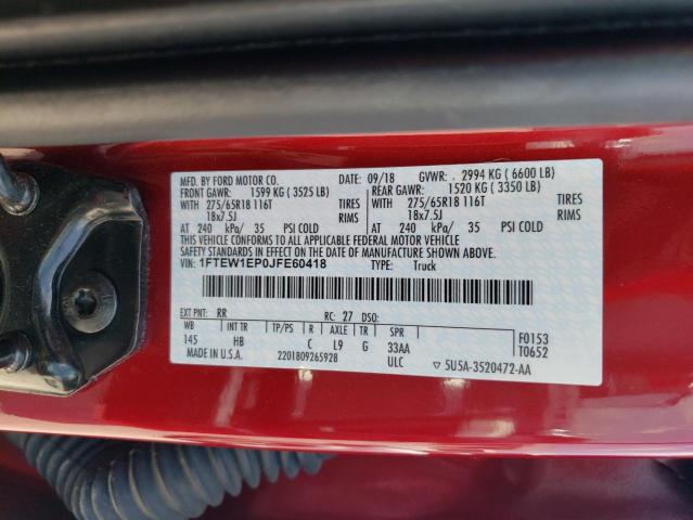 2018 Ford F150 Supercrew VIN: 1FTEW1EP0JFE60418 Lot: 57903534