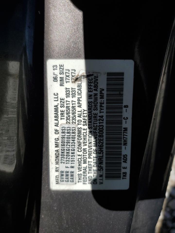 5FNRL5H62EB003124 2014 Honda Odyssey Exl