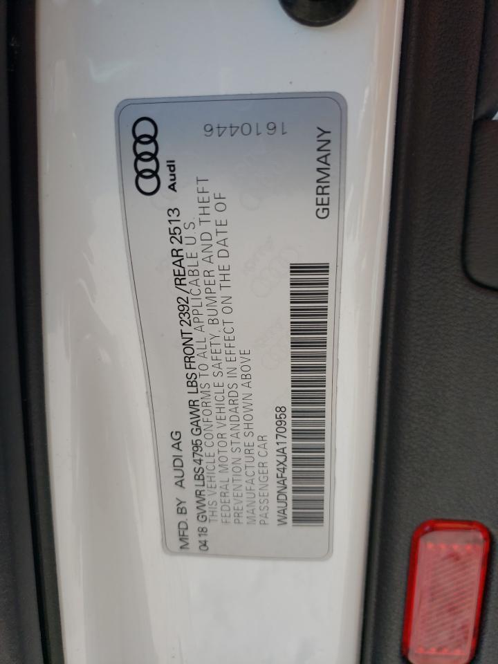 WAUDNAF4XJA170958 2018 Audi A4 Premium