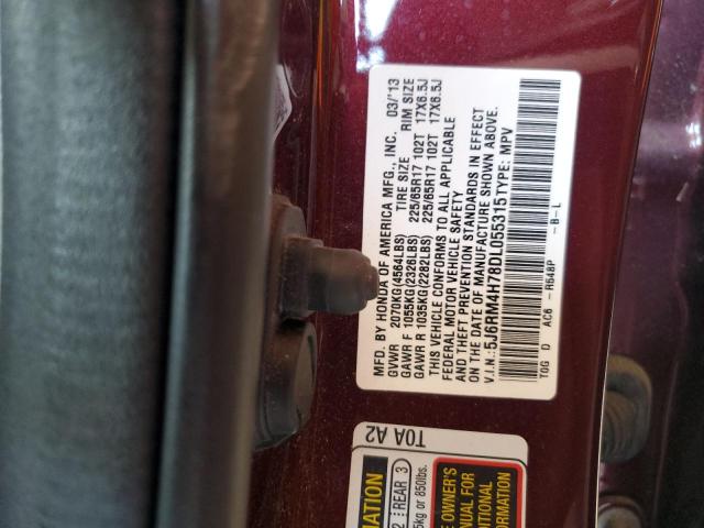 2013 Honda Cr-V Exl VIN: 5J6RM4H78DL055315 Lot: 59121404