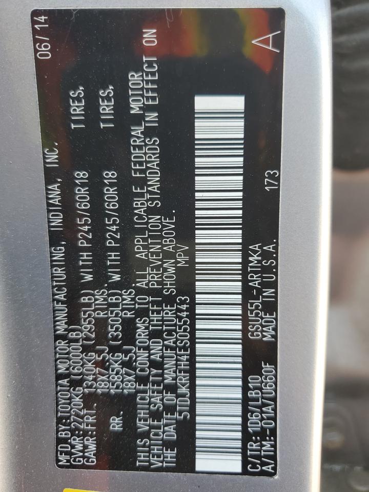 5TDJKRFH4ES055443 2014 Toyota Highlander Xle