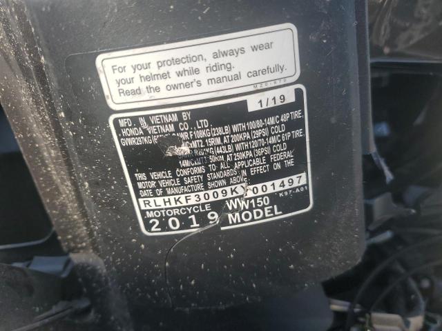 2019 HONDA WW150 - RLHKF3009KY001497