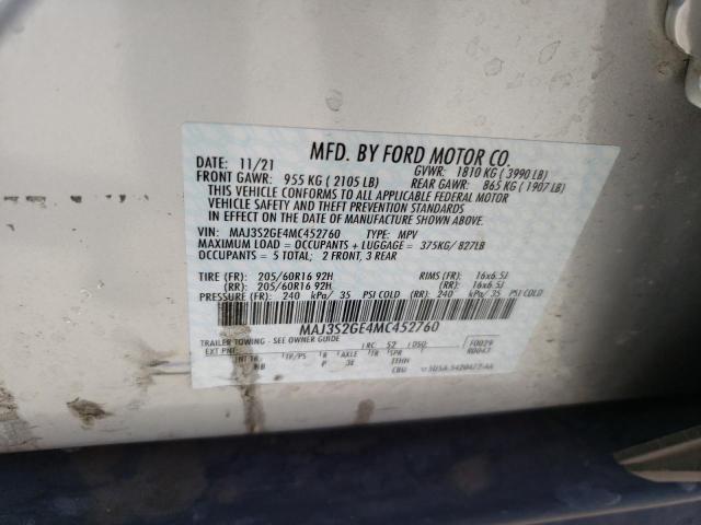 2021 Ford Ecosport Se VIN: MAJ3S2GE4MC452760 Lot: 58785994