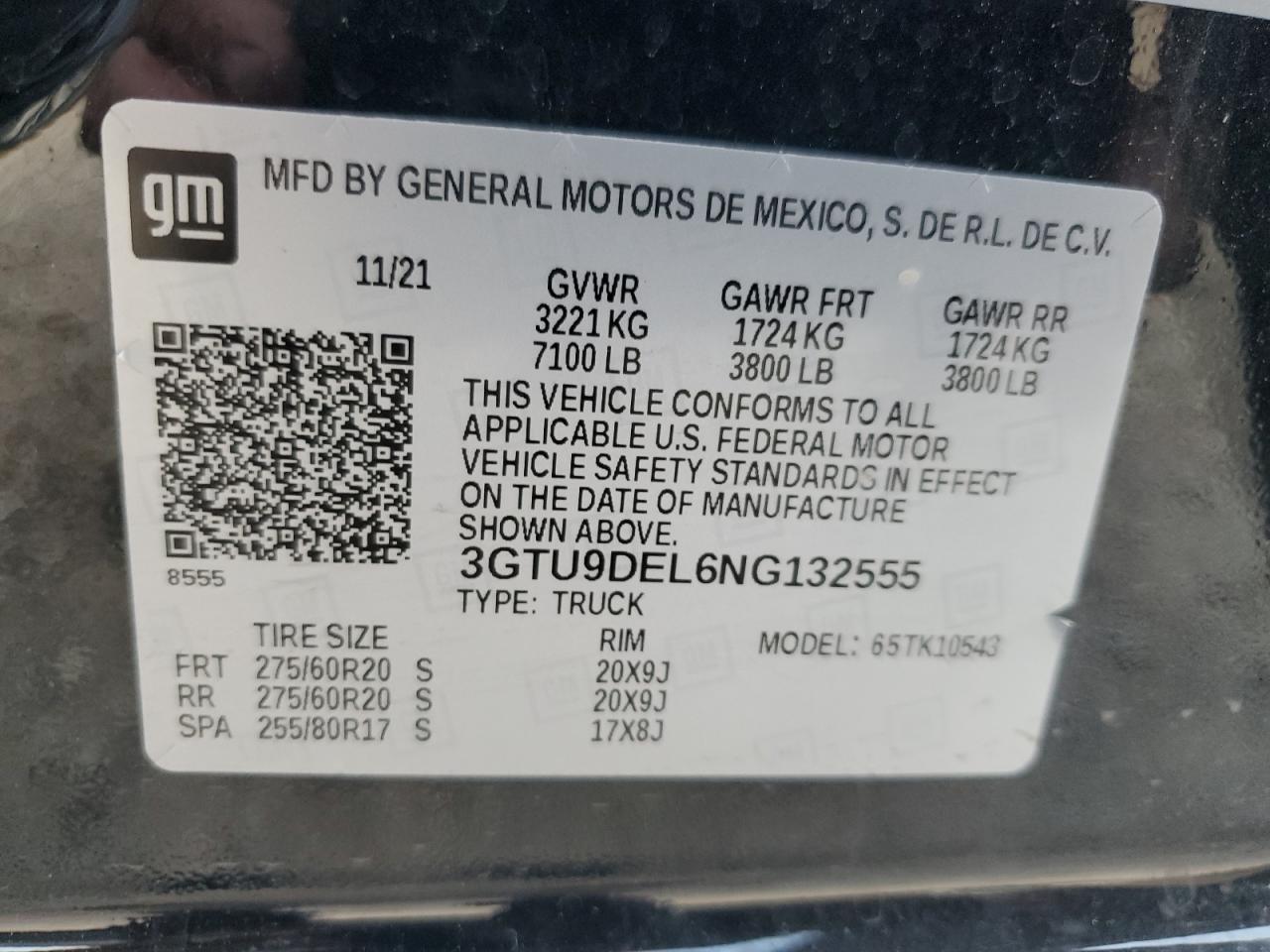 3GTU9DEL6NG132555 2022 GMC Sierra Limited K1500 Slt