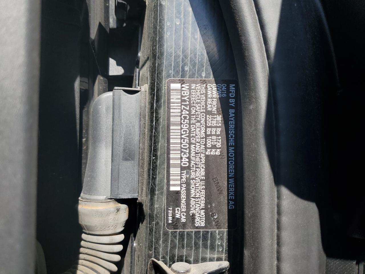 WBY1Z4C59GV507340 2016 BMW I3 Rex