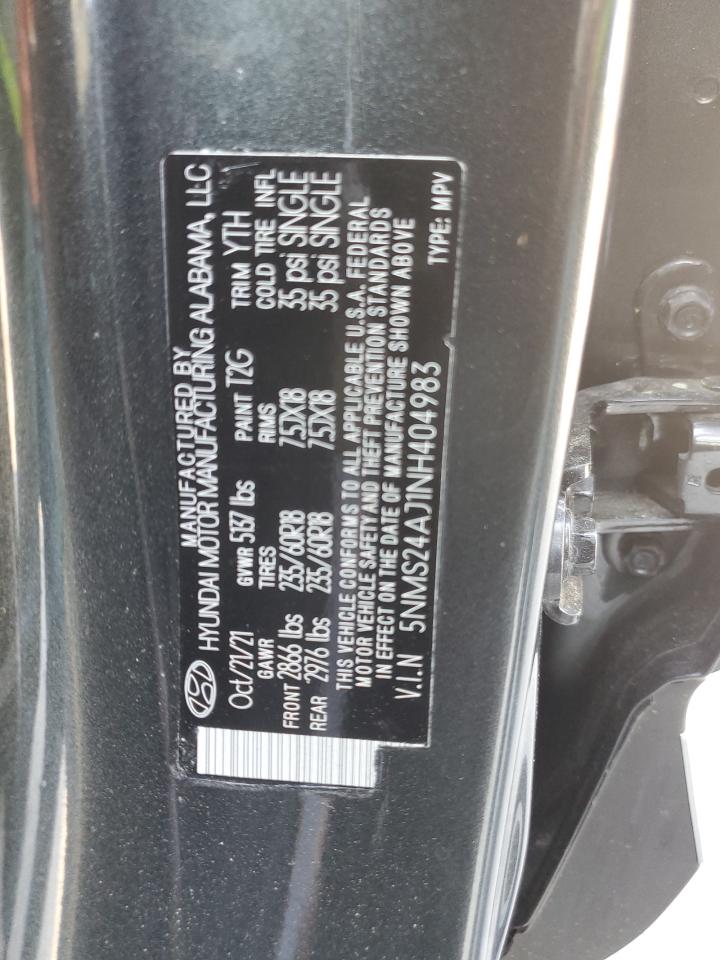 5NMS24AJ1NH404983 2022 Hyundai Santa Fe Sel