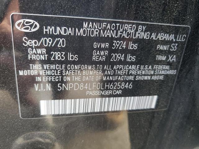 5NPD84LF0LH625846 | 2020 Hyundai elantra sel