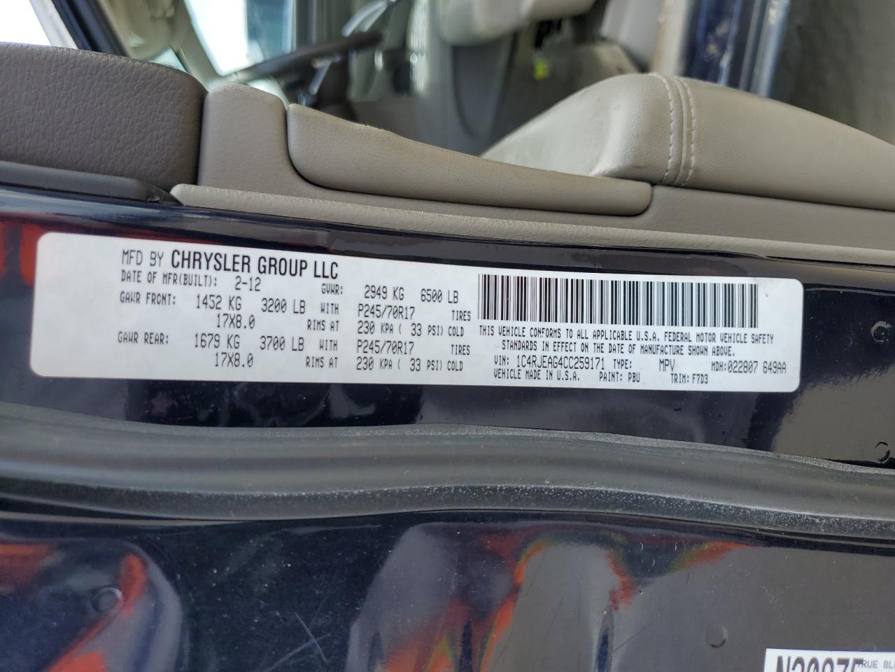 1C4RJEAG4CC259171 2012 Jeep Grand Cherokee Laredo