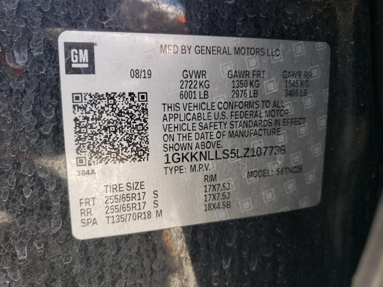 1GKKNLLS5LZ107736 2020 GMC Acadia At4