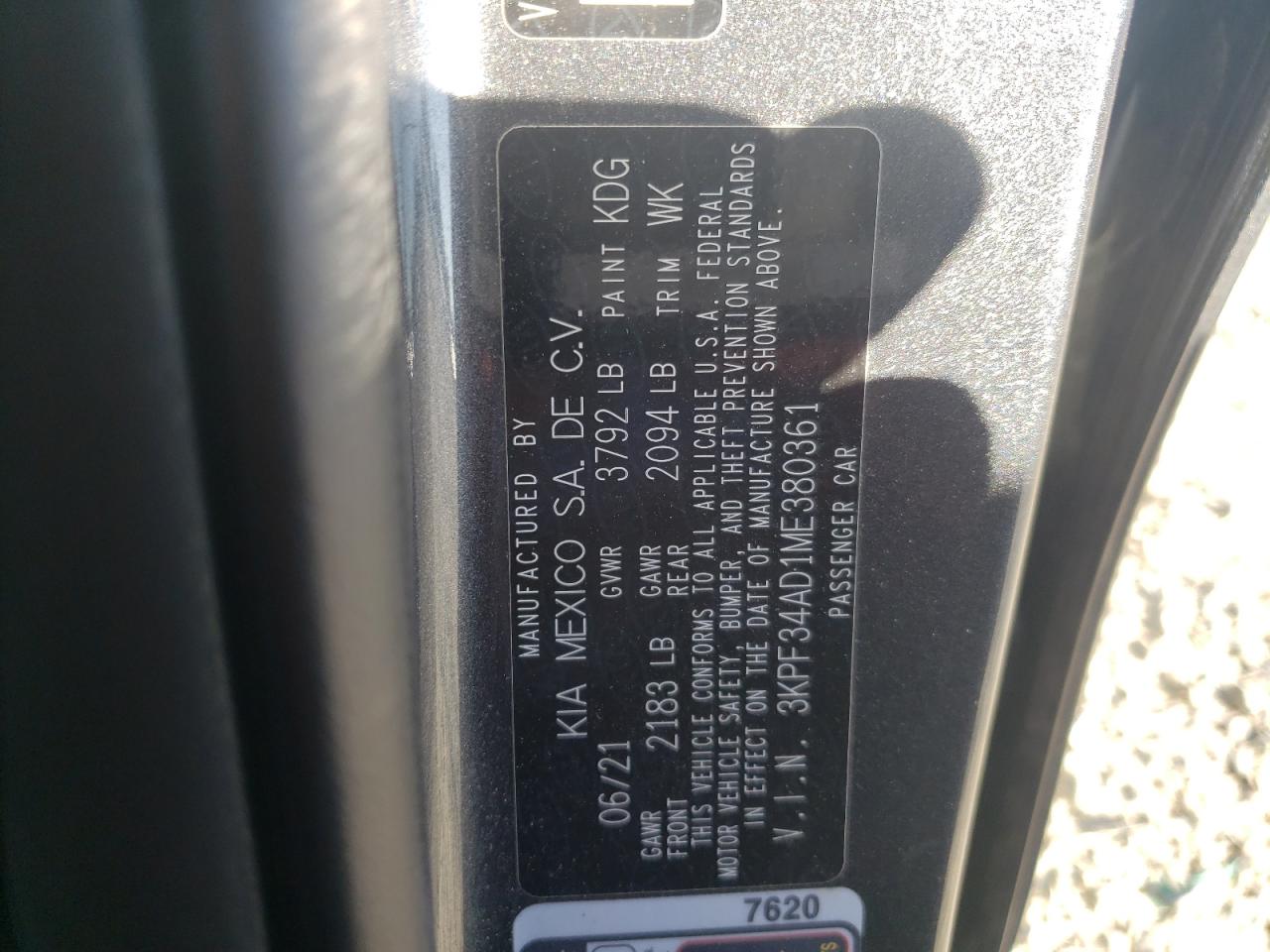 3KPF34AD1ME380361 2021 Kia Forte Gt Line