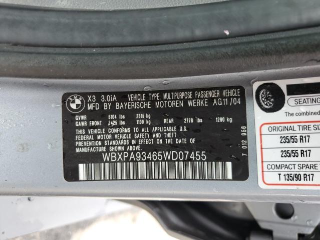 2005 BMW X3 3.0I VIN: WBXPA93465WD07455 Lot: 58537014
