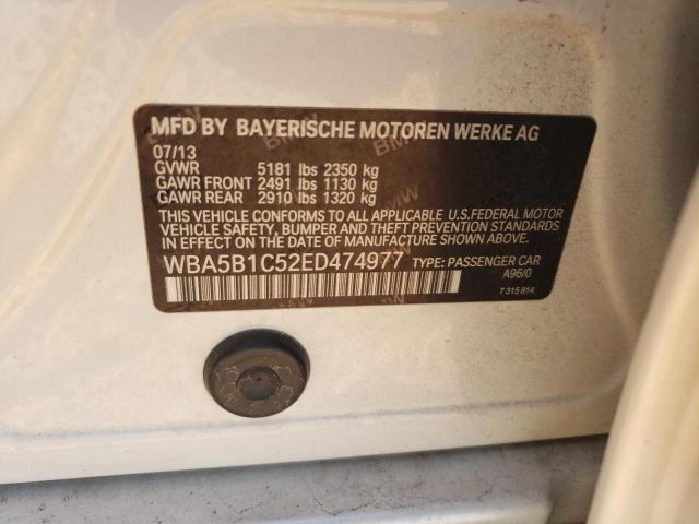 VIN WBA5B1C52ED474977 2014 BMW 5 Series, 535 I no.12