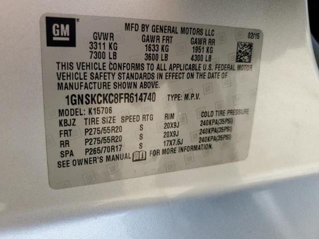 2015 Chevrolet Tahoe K1500 Ltz VIN: 1GNSKCKC8FR614740 Lot: 60948204