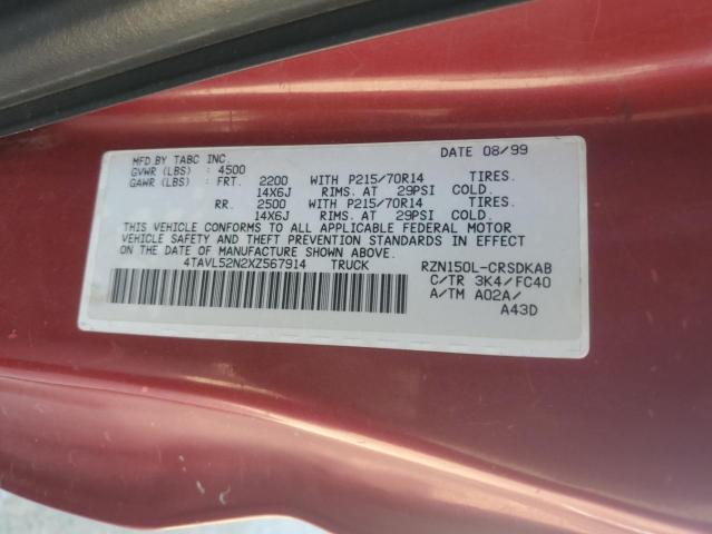 1999 Toyota Tacoma Xtracab VIN: 4TAVL52N2XZ567914 Lot: 59315194