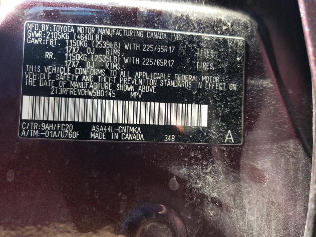 2017 Toyota Rav4 Xle VIN: 2T3RFREV0HW580145 Lot: 58523584