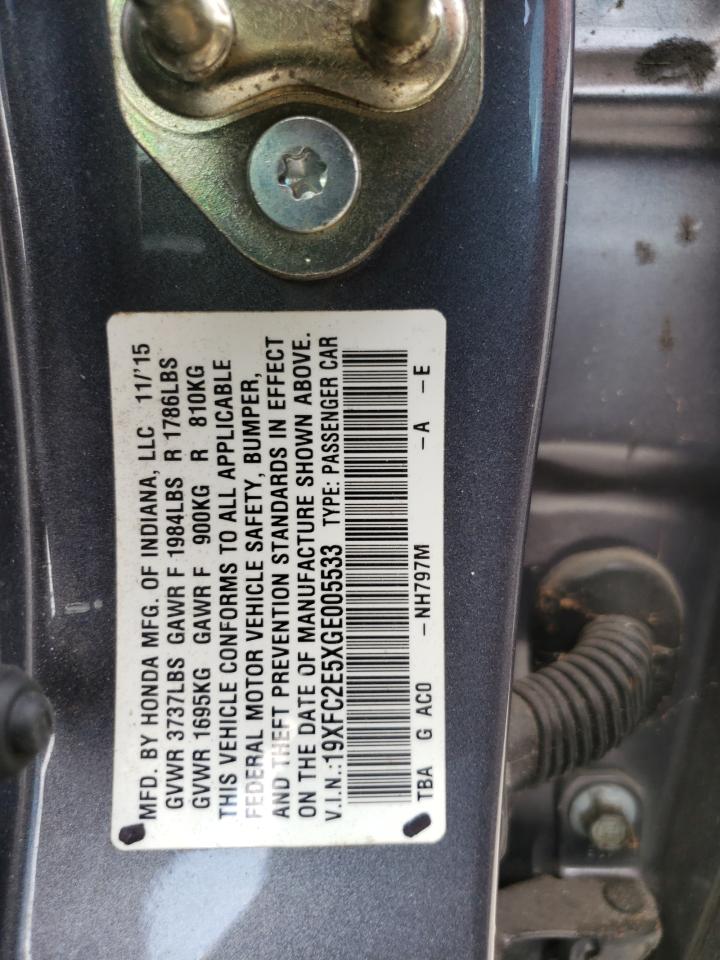 19XFC2E5XGE005533 2016 Honda Civic Lx