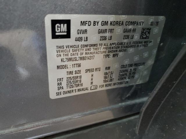 2021 Chevrolet Trailblazer Rs VIN: KL79MUSL7MB014317 Lot: 58118034