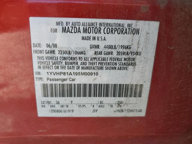 2009 Mazda 6 I VIN: 1YVHP81A195M00910 Lot: 58788574