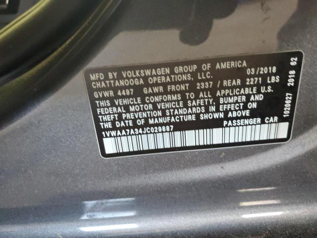 2018 Volkswagen Passat S VIN: 1VWAA7A34JC029887 Lot: 60798594