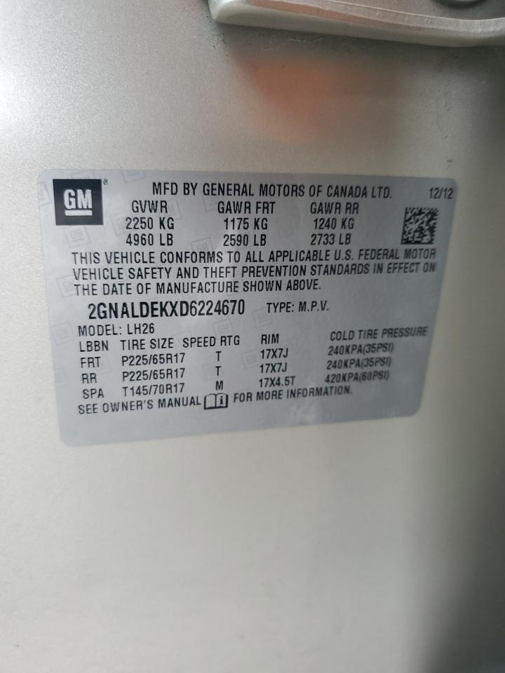 2GNALDEKXD6224670 2013 Chevrolet Equinox Lt