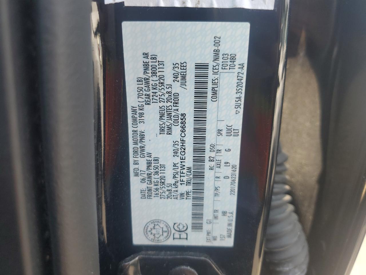 1FTFW1EG2HFC66858 2017 Ford F150 Supercrew