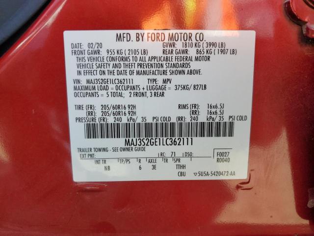 2020 Ford Ecosport Se VIN: MAJ3S2GE1LC362111 Lot: 59092274