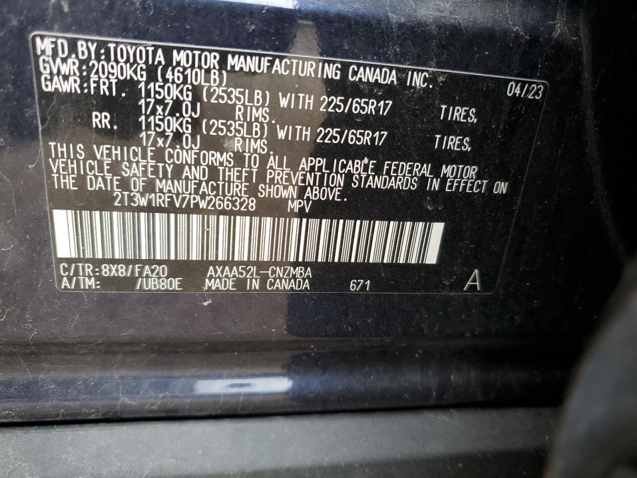 2T3W1RFV7PW266328 TOYOTA RAV4 2023