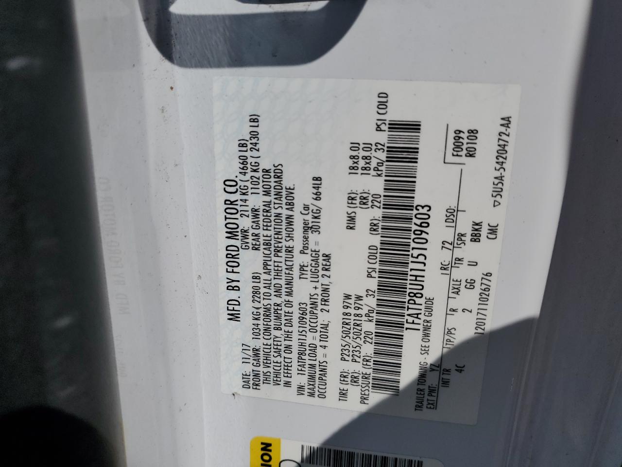 1FATP8UH1J5109603 FORD ALL Models 2018
