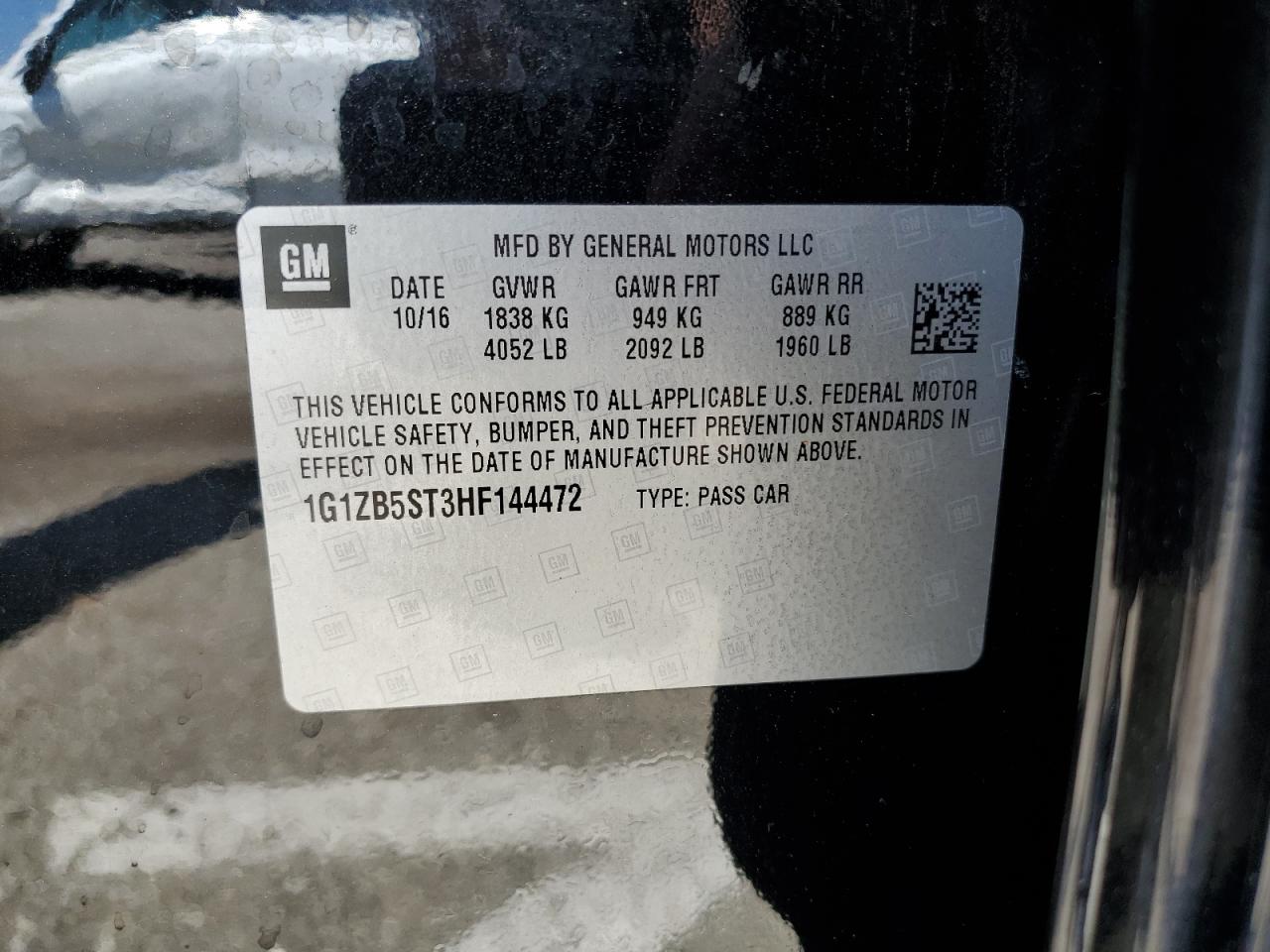 1G1ZB5ST3HF144472 2017 Chevrolet Malibu Ls