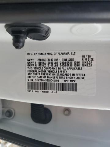 2020 Honda Pilot Exl VIN: 5FNYF6H59LB048199 Lot: 58329944