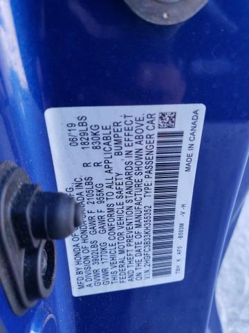 2019 Honda Civic Ex VIN: 2HGFC3B33KH355352 Lot: 58734624