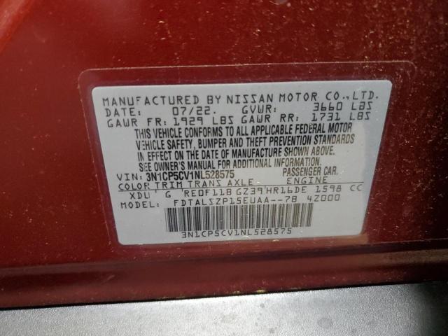 2022 Nissan Kicks Sv VIN: 3N1CP5CV1NL528575 Lot: 58211074