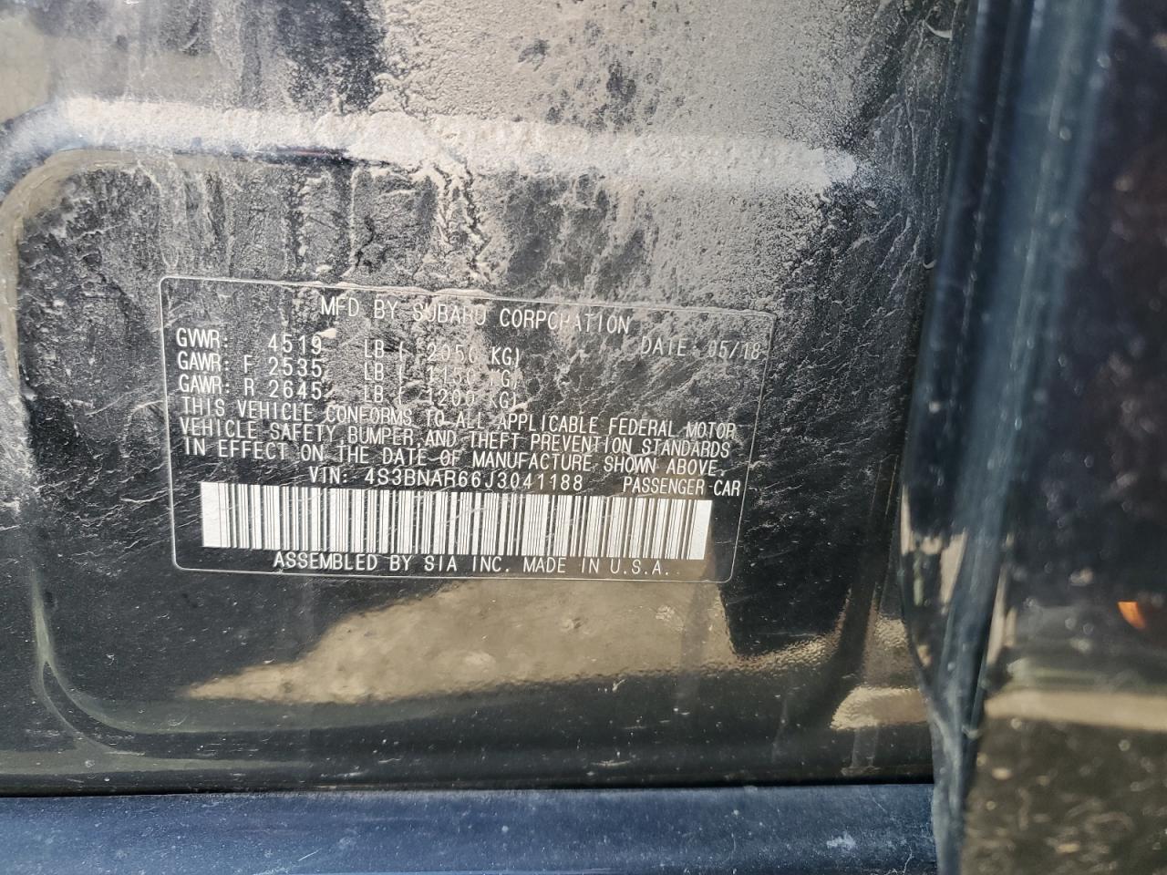 4S3BNAR66J3041188 2018 Subaru Legacy Sport