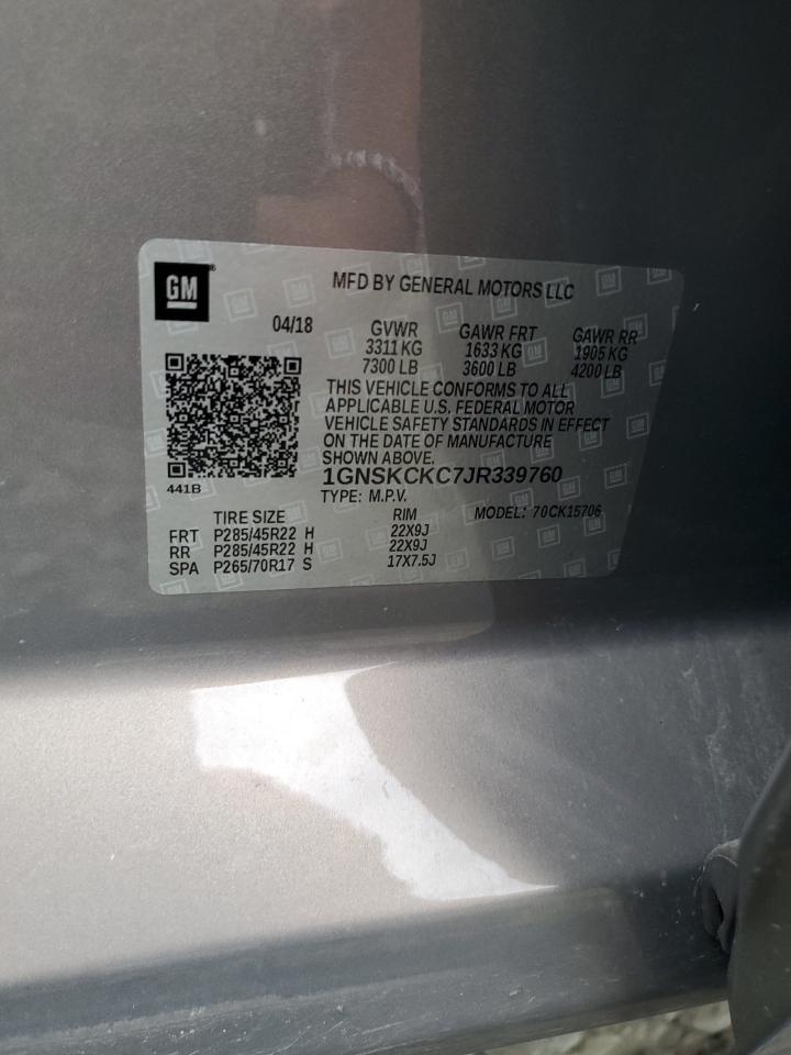 1GNSKCKC7JR339760 2018 Chevrolet Tahoe K1500 Premier