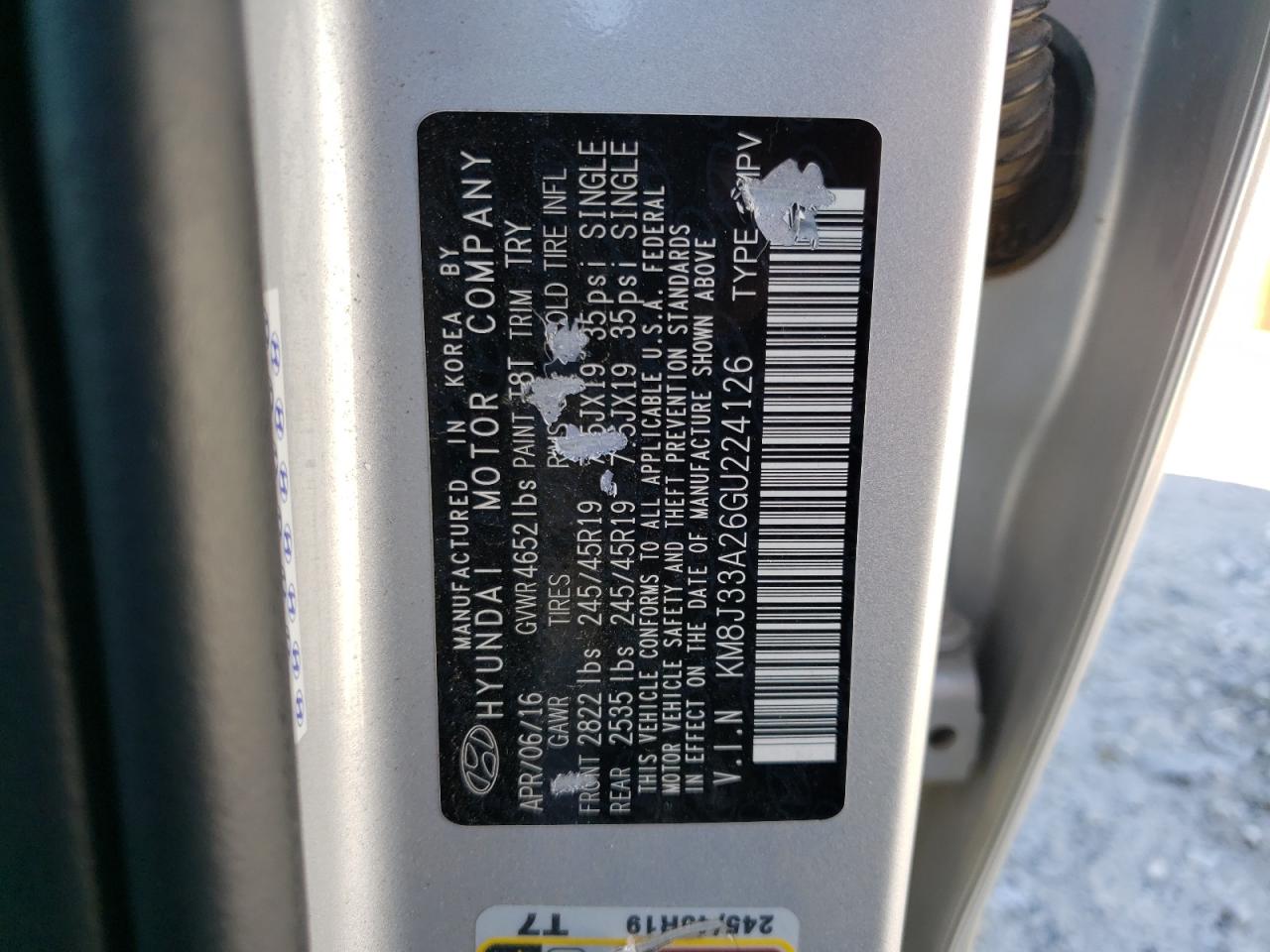 KM8J33A26GU224126 2016 Hyundai Tucson Limited