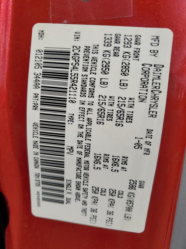 2C4GP54L55R421110 2005 Chrysler Town & Country Touring